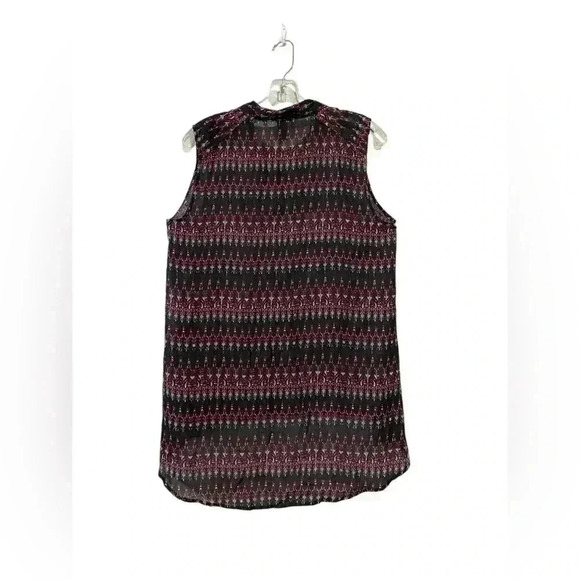 H&M, Vibrant Patterned Semi-Transparent Sleeveless Blouse, Size 12, Navy, Red π - Picture 6 of 7